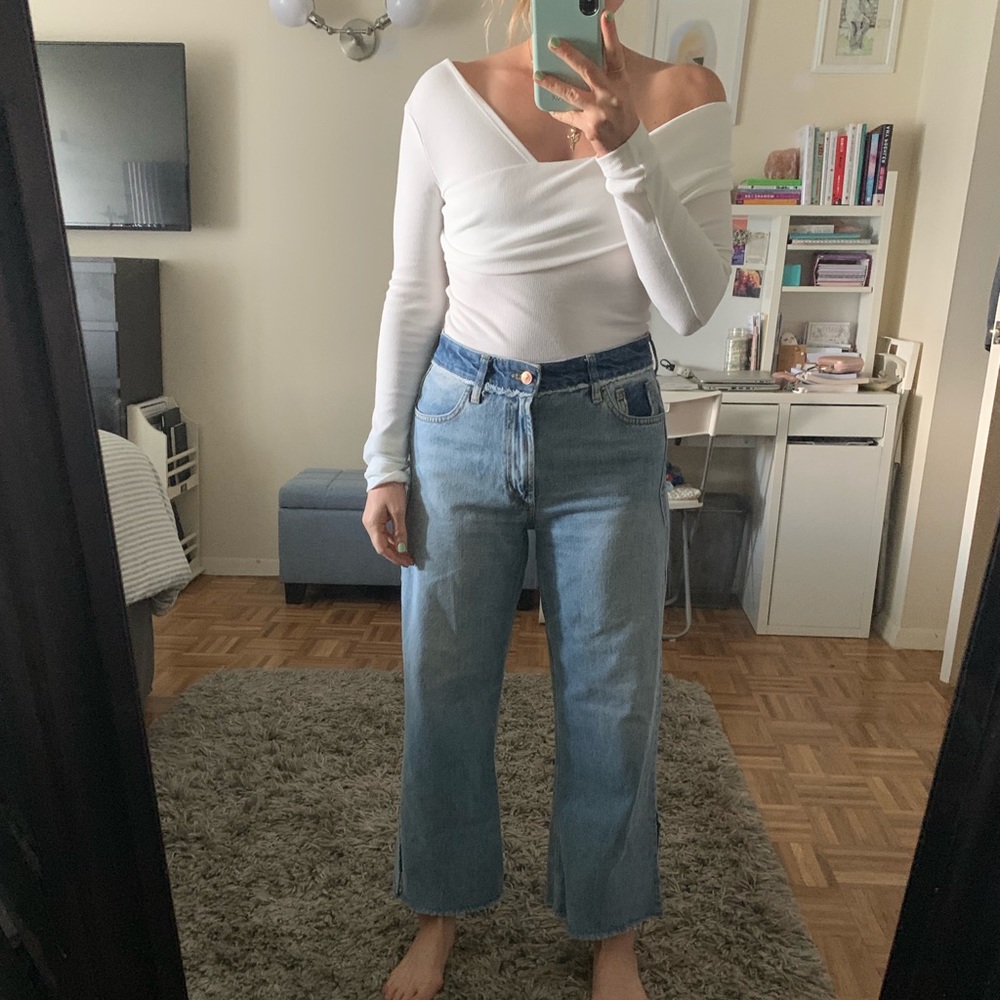 Zara Basic Denim ~ Wide-leg Cropped